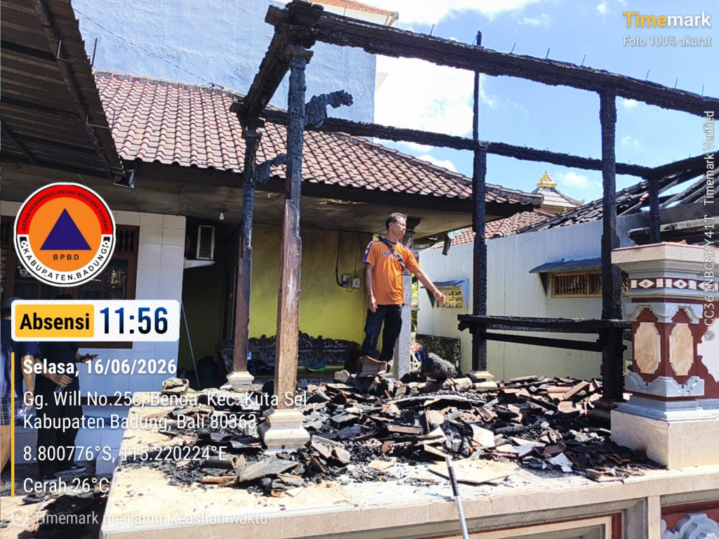 Kebakaran Bale Dangin di Jln. Srikandi Gg will 25 C, Lingkungan Penyarikan, Ds. Bualu, Kec. Kuta Selatan