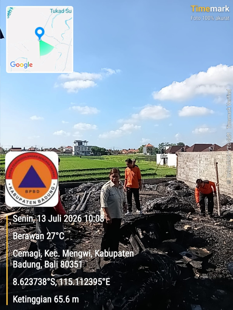 Kebakaran Gudang Kabel Optik di Jalan Cemagi, Desa Cemagi, Kecamatan Mengwi