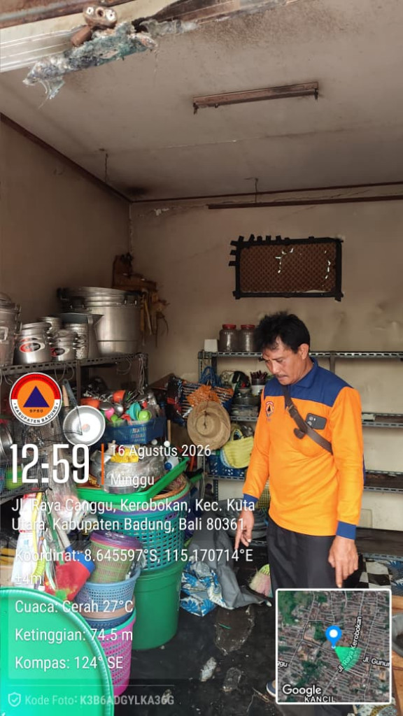 Kebakaran Pasar Taman Sari Merta, Banjar Gede, Kelurahan Kerobokan, Kecamatan Kuta Utara