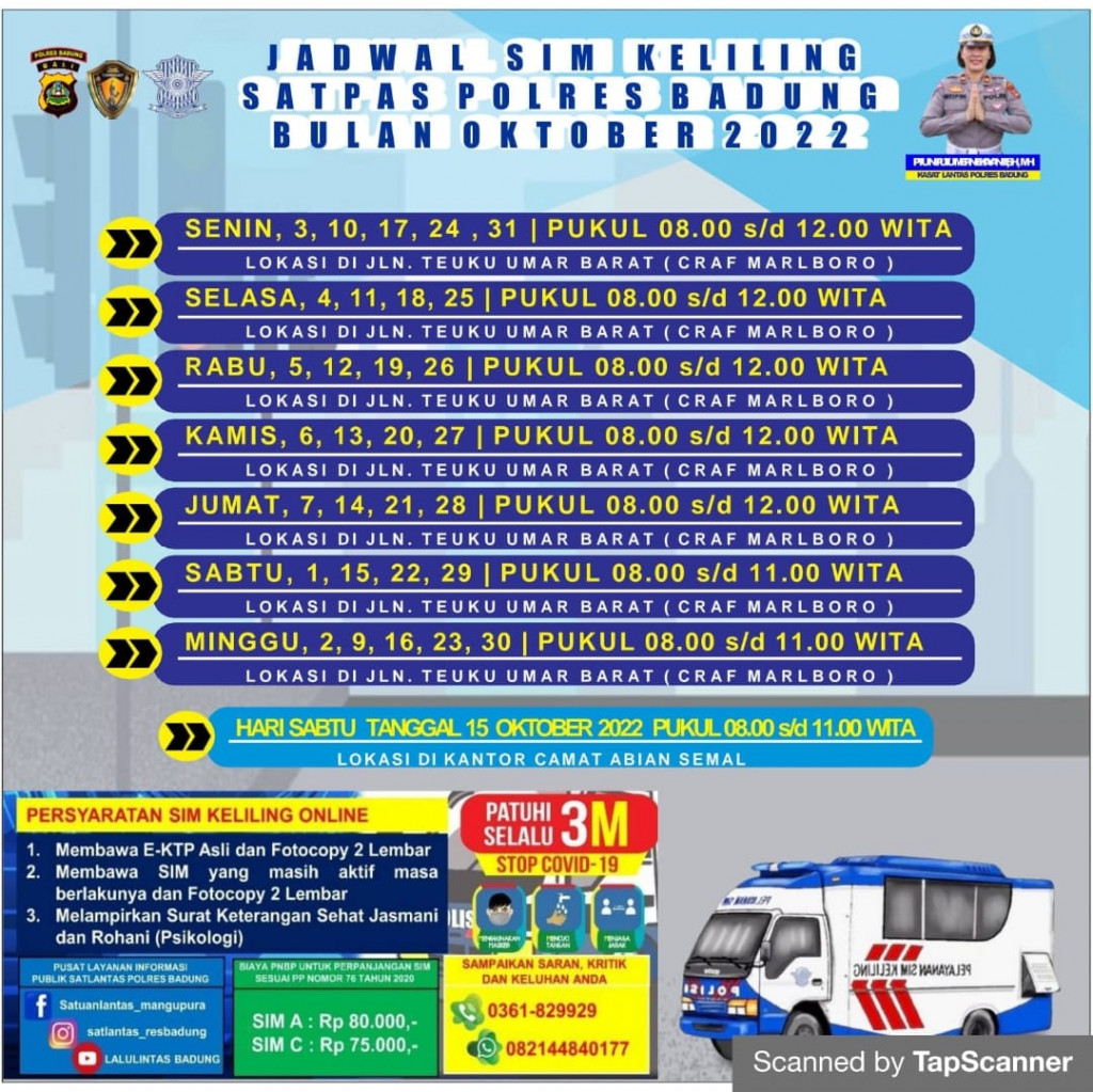 JADWAL SIM KELILING BULAN OKTOBER