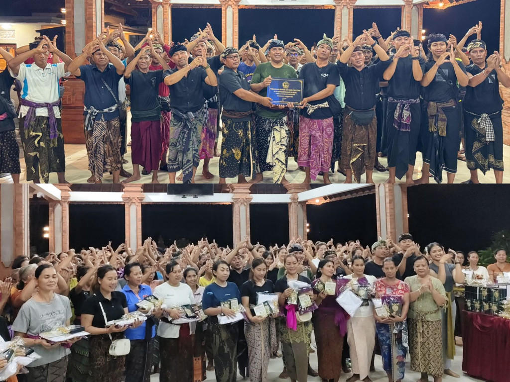 Serah Terima Drainase, Rambu Polisi Tidur Jalan Dewi Madri dan Seragam Sekaa Kidung PKK Banjar Gulingan