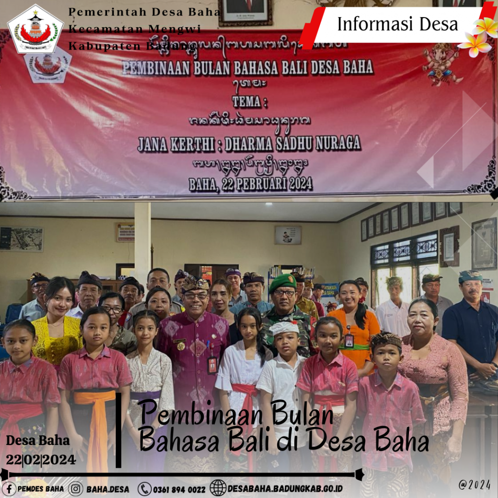 Pembinaan Bulan Bahasa Bali di Desa Baha tahun 2024