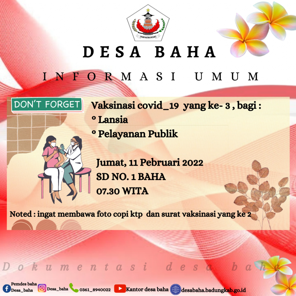 Jadwal Vaksinasi covid_19 yang ke -3 di Desa Baha