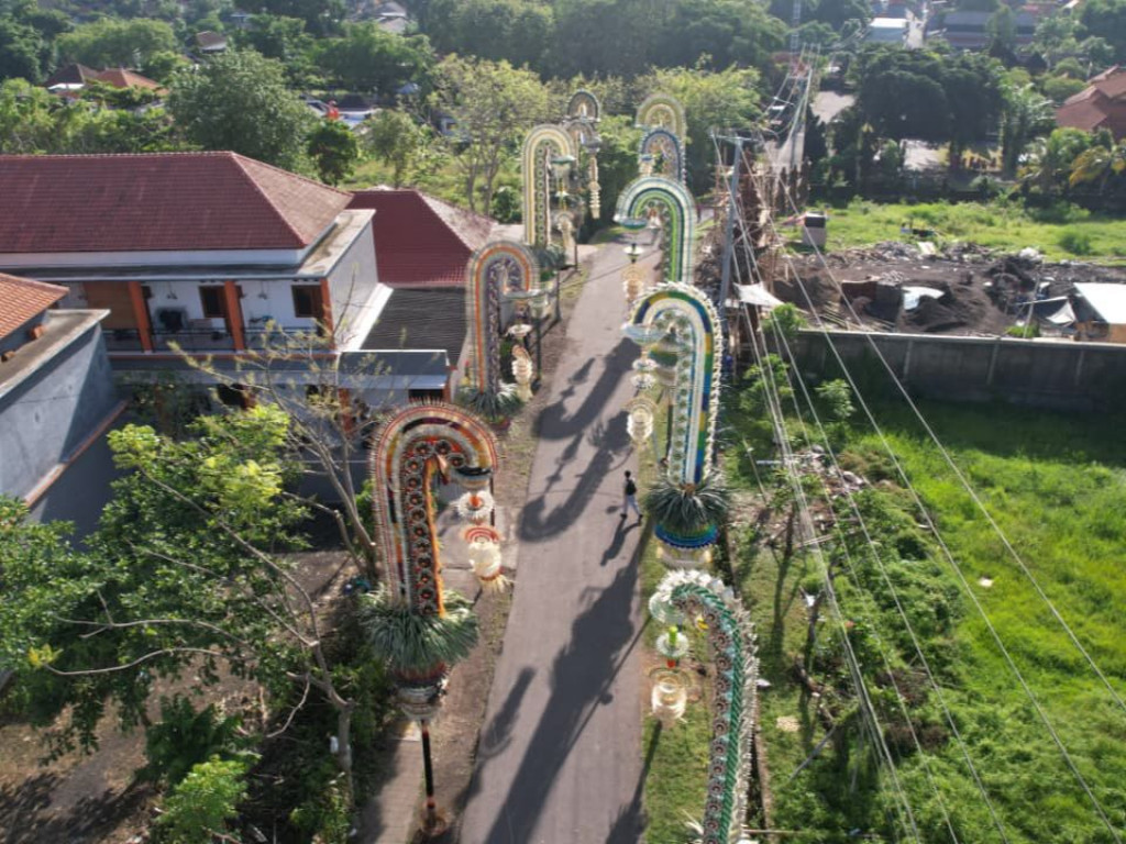 Indahnya Penjor-Penjor yang menghiasi Desa Dalung dalam menyambut Hari Raya Galungan dan Kuningan oleh Sabha Yowana Desa Adat Dalung