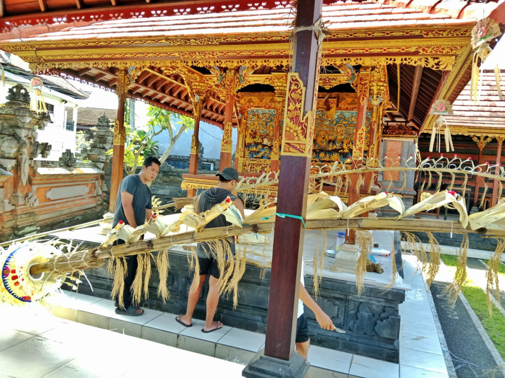 ST. Eka Budhi Dharma Berpartisipasi Membuat Penjor Persiapan Upacara Piodalan Pura Dalem Kebon Br. Untal-Untal
