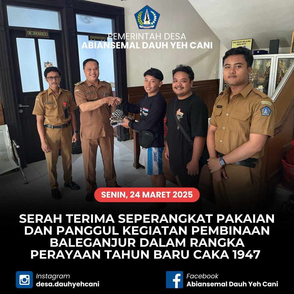 Dukung Pelestarian Seni dan Ringankan Beban Banjar, Pemdes Abiansemal Dauh Yeh Cani Serahkan Bantuan Pakaian dan Panggul Baleganjur
