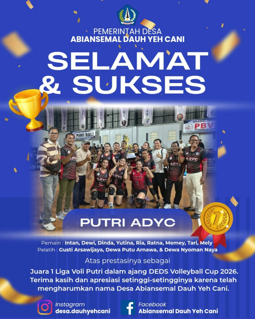 Prestasi Gemilang! Tim Voli Putri ADYC Sabet Juara 1 DEDS Volleyball Cup 2026
