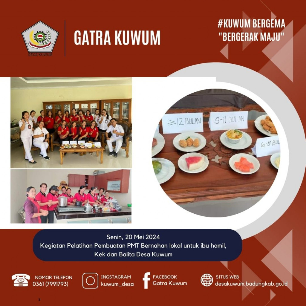 Pelatihan Pembuatan PMT Berbahan Lokal bagi Kader se-Desa Kuwum