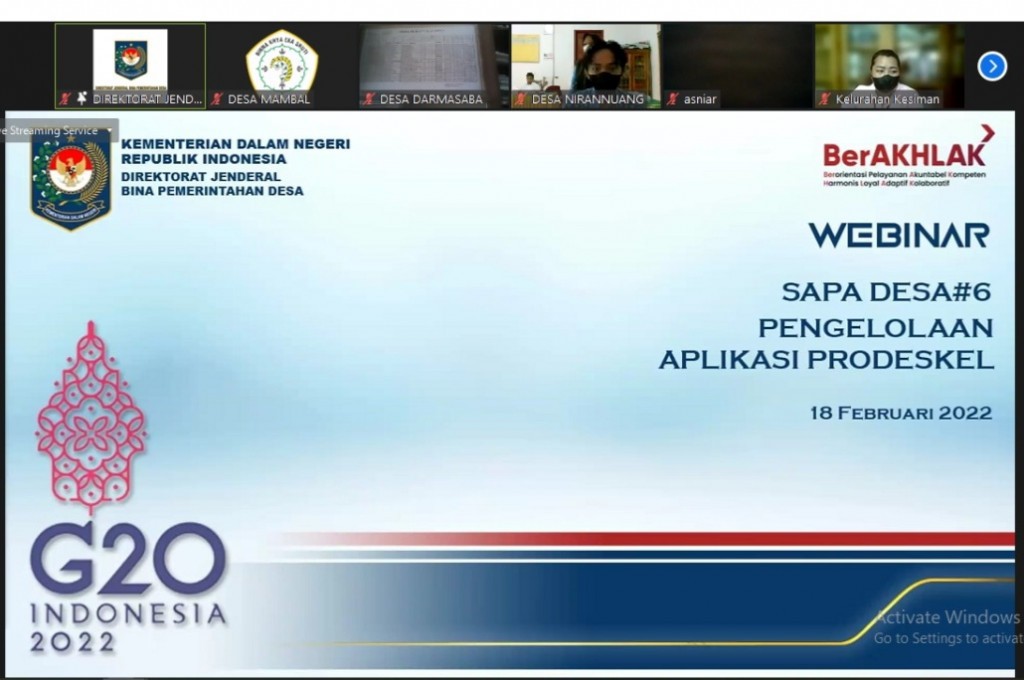 Webinar Pengelolaan Aplikasi Profil Desa dab Kelurahan