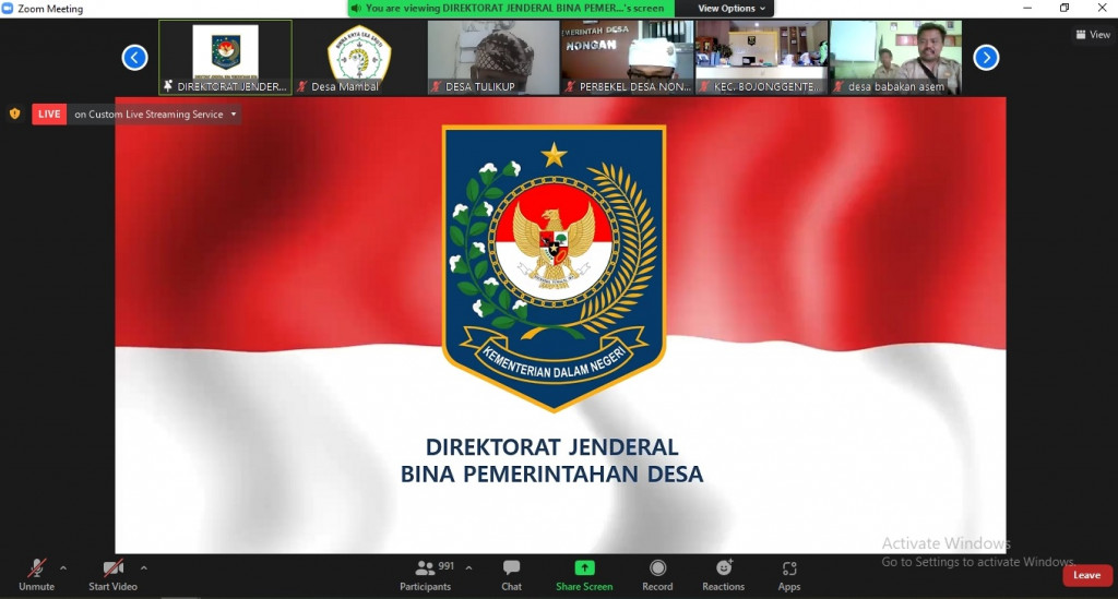 Webinar Konsolidasi Posko PPKM Mikro Serta Percepatan Penetapan dan Penegasan Batas Desa