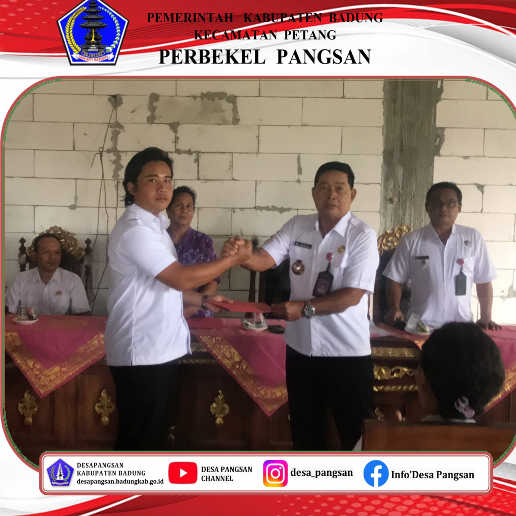 Perbekel Pangsan Melantik dan Mengukuhkan Kelian Banjar Dinas Kasianan
