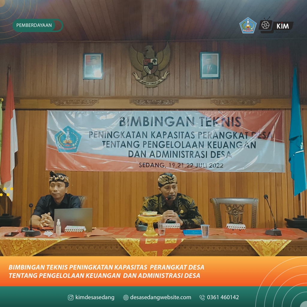 BIMBINGAN TEKNIS PENINGKATAN KAPASITAS PERANGKAT DESA TENTANG PENGELOLAAN KEUANGAN DAN ADMINISTRASI DESA