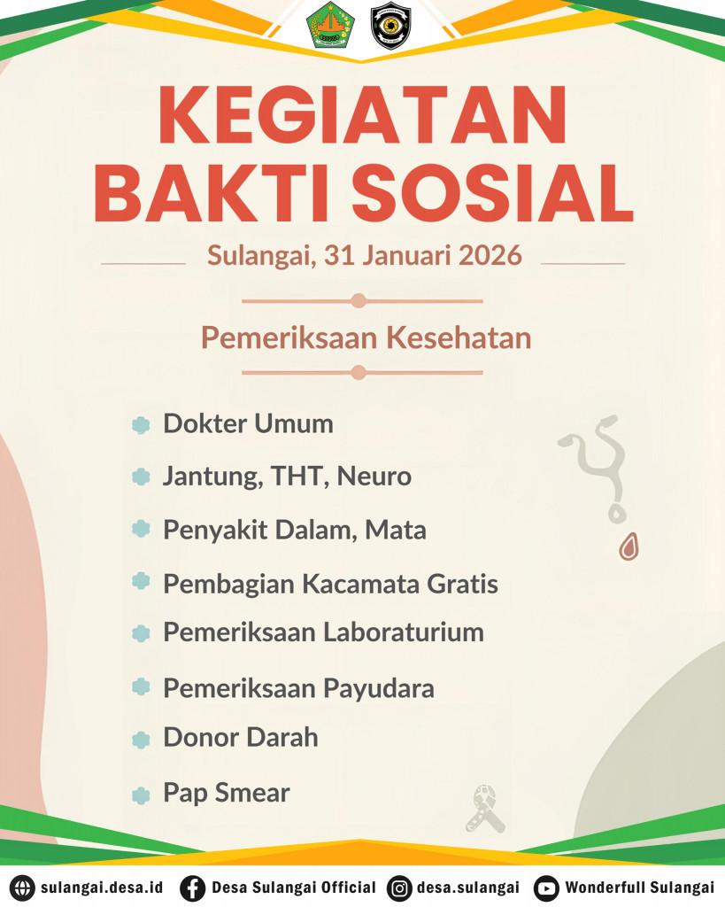 PENGUMUMAN KEGIATAN BAKTI SOSIAL KESEHATAN DESA SULANGAI TAHUN 2026