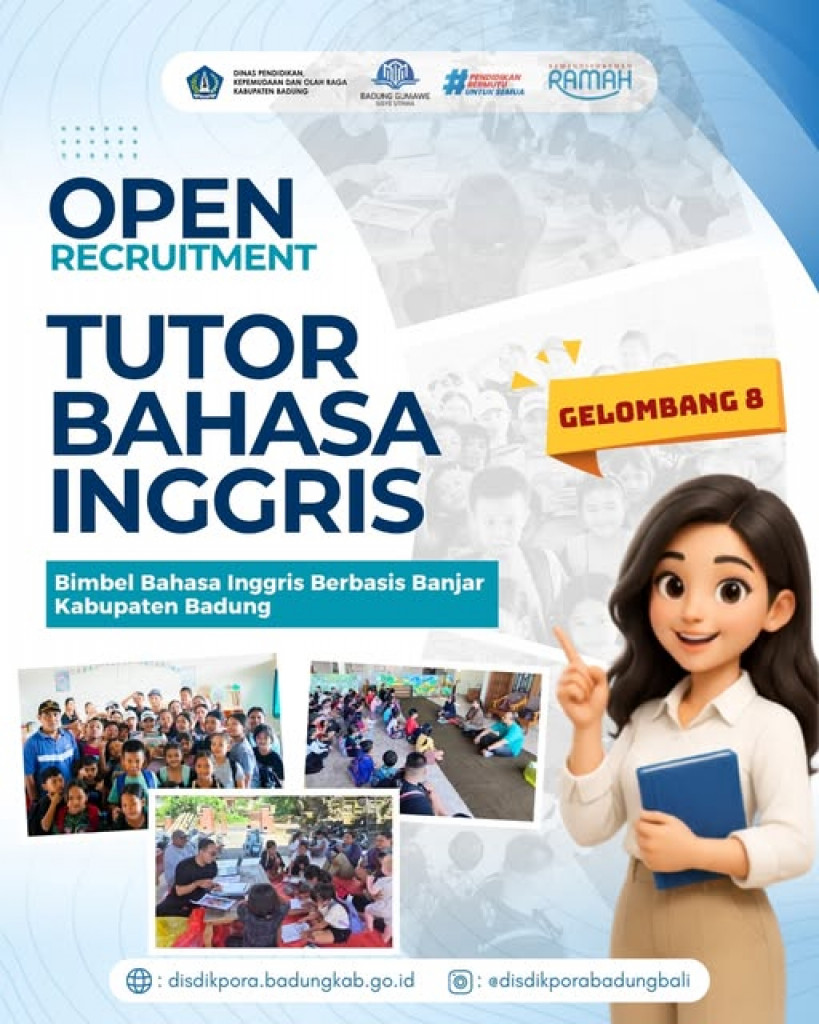Disdikpora Badung Buka Rekrutmen Tutor Bahasa Inggris Berbasis Banjar Gelombang 8