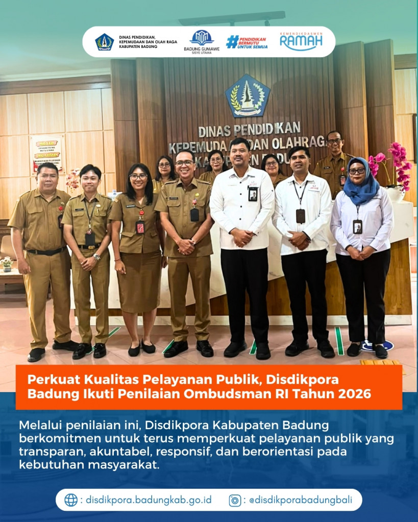 Disdikpora Badung Ikuti Penilaian Ombudsman RI 2026, Perkuat Komitmen Peningkatan Kualitas Pelayanan Publik