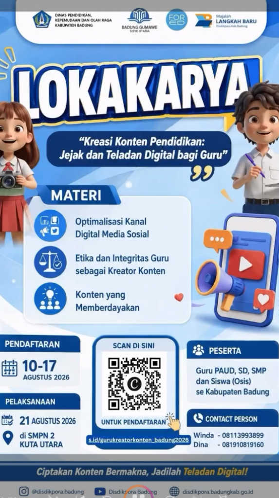 Disdikpora Badung Gelar Lokakarya Kreasi Konten Pendidikan, Dorong Guru Jadi Teladan di Ruang Digital