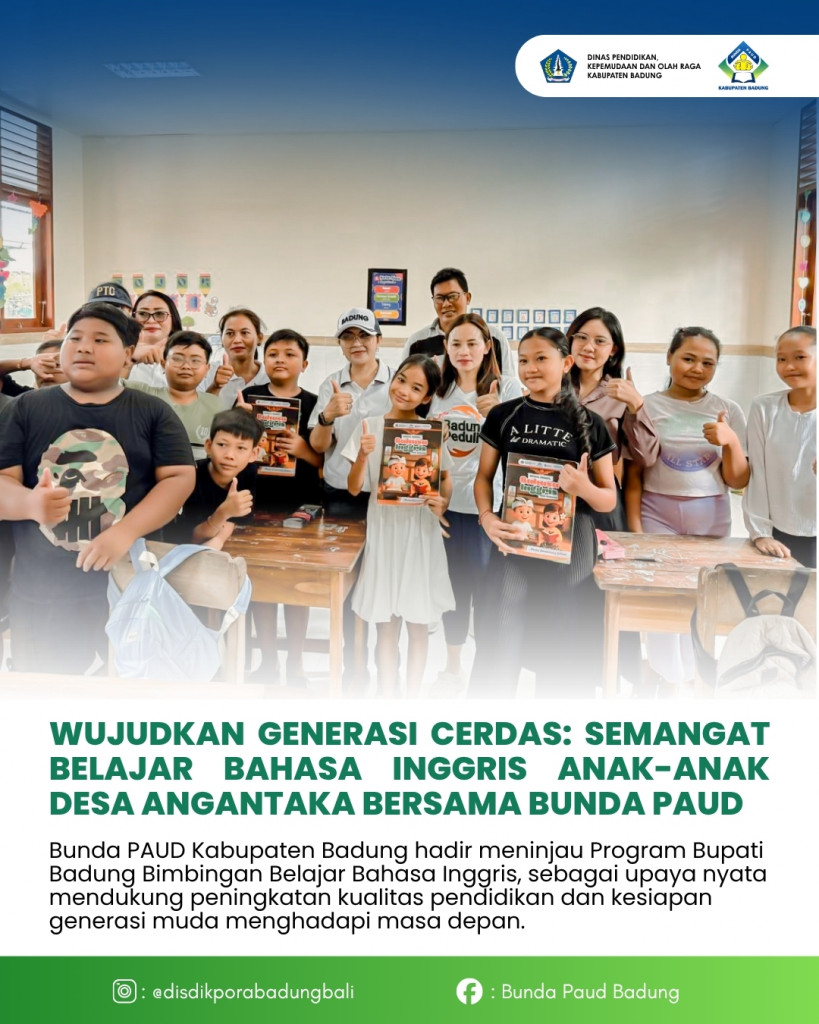 Bunda PAUD Kabupaten Badung Tinjau Program Bimbingan Belajar Bahasa Inggris di Desa Angantaka