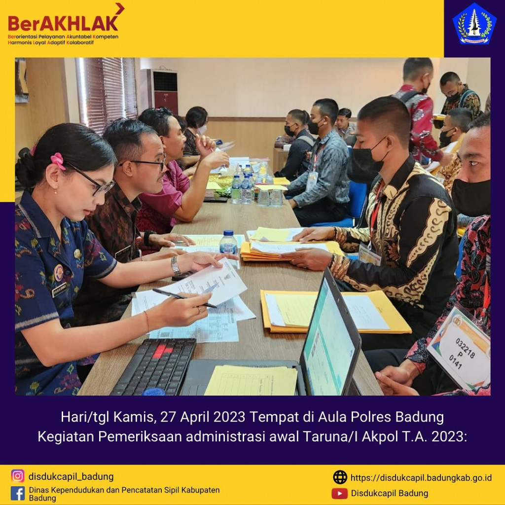 Kegiatan Pemeriksaan administrasi awal Taruna/I Akpol T.A. 2023 di Aula Poles Badung