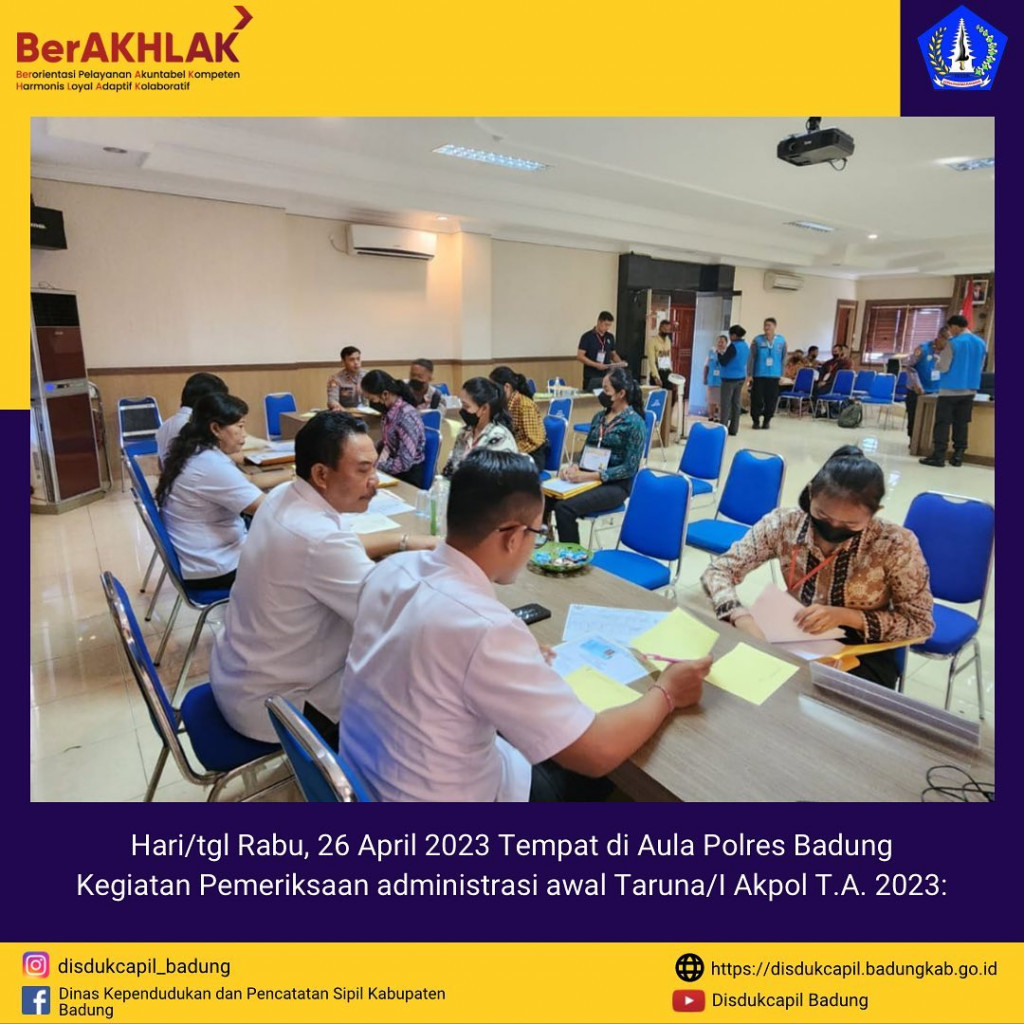 Kegiatan Pemeriksaan administrasi awal Taruna/I Akpol T.A. 2023 di Aula Poles Badung