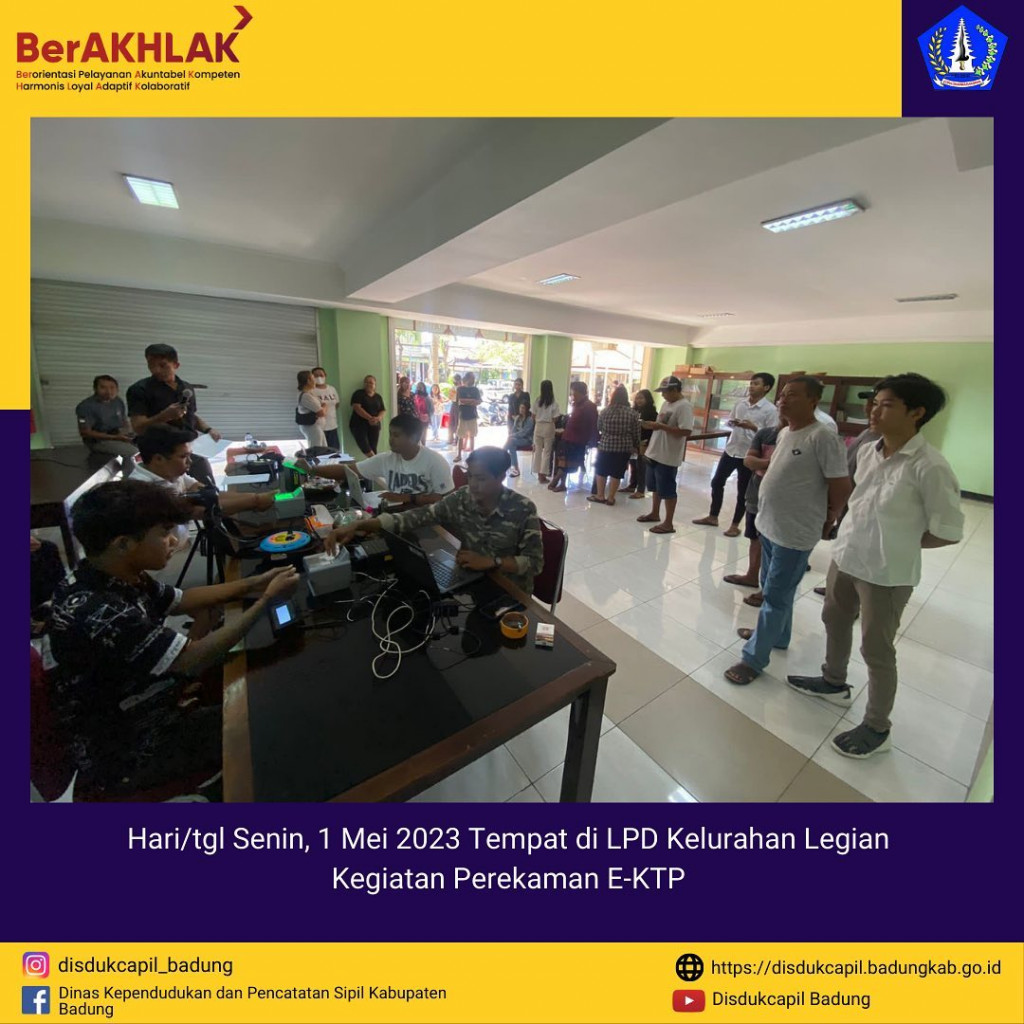 Kegiatan Perekaman E-KTP di LPD Kelurahan Legian