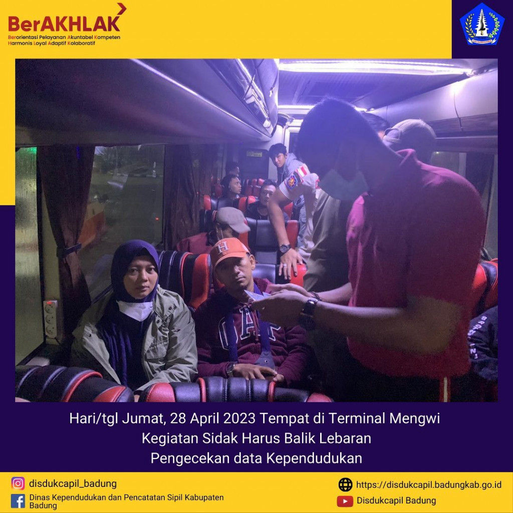 Kegiatan Sidak Harus Balik Lebaran Pengecekan data Kependudukan di Terminal Mengwi