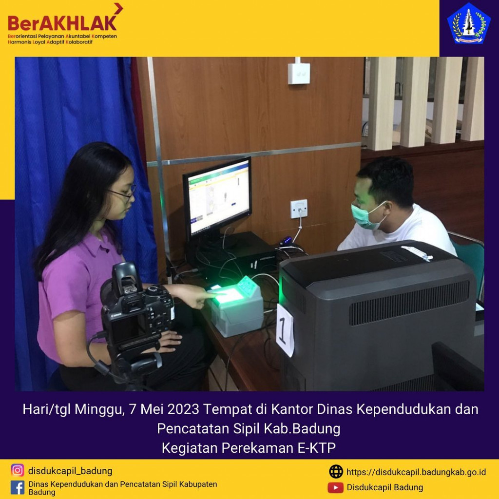Kegiatan Perekaman E-KTP di Kantor Dinas Kependudukan dan Pencatatan Sipil Kab.Badung