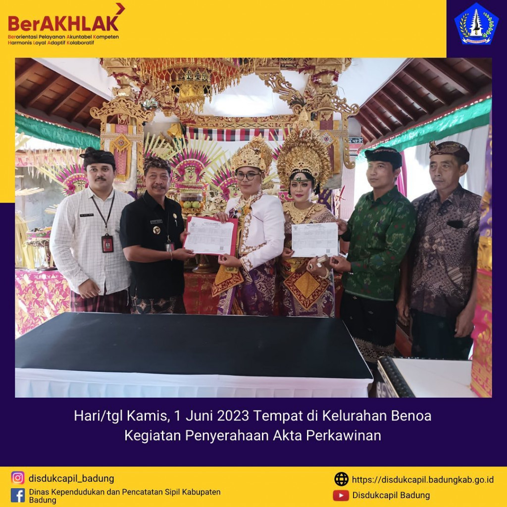 Kegiatan Penyerahan Akta Perkawinan, Langsung Kepada Warga Lingk. Menesa, Program Telunjuk Sakti Kelurahan Benoa