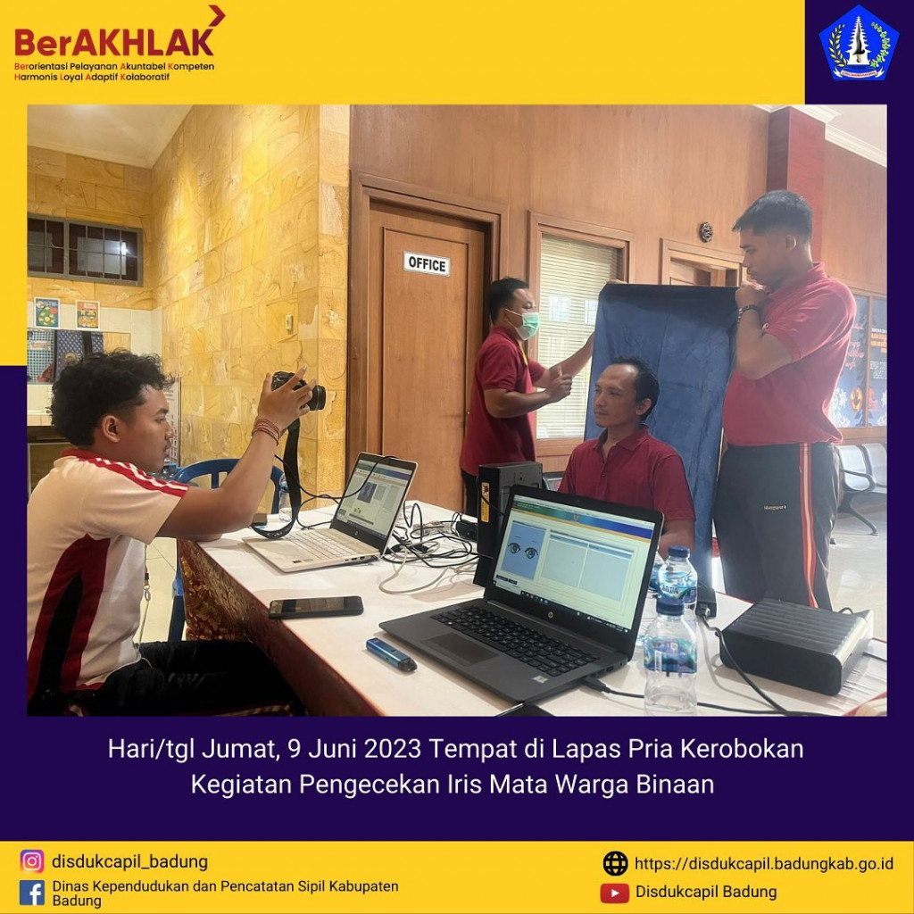 Tim Go Laying Adminduk Melaksanakan Jemput Bola Pengecekan Iris Mata pada Warga Binaan di Lapas Pria Kerobokan