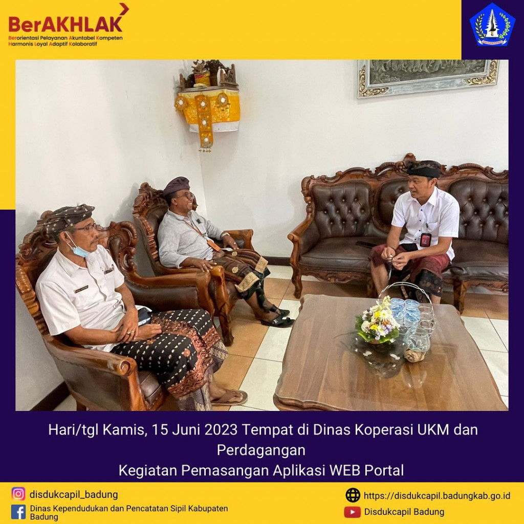Kegiatan Pemasangan Aplikasi Web Portal Perjanjian Kerjasama di Dinas Koperasi UKM dan Perdagangan Kab.Badung