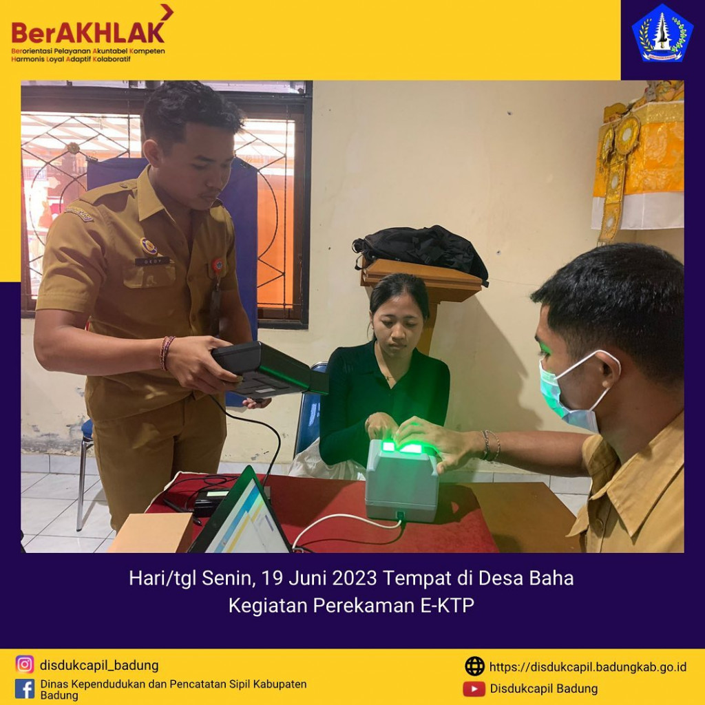 Tim Go Laying Adminduk Melaksanakan Jemput Bola Perekaman E-KTP di Desa Baha