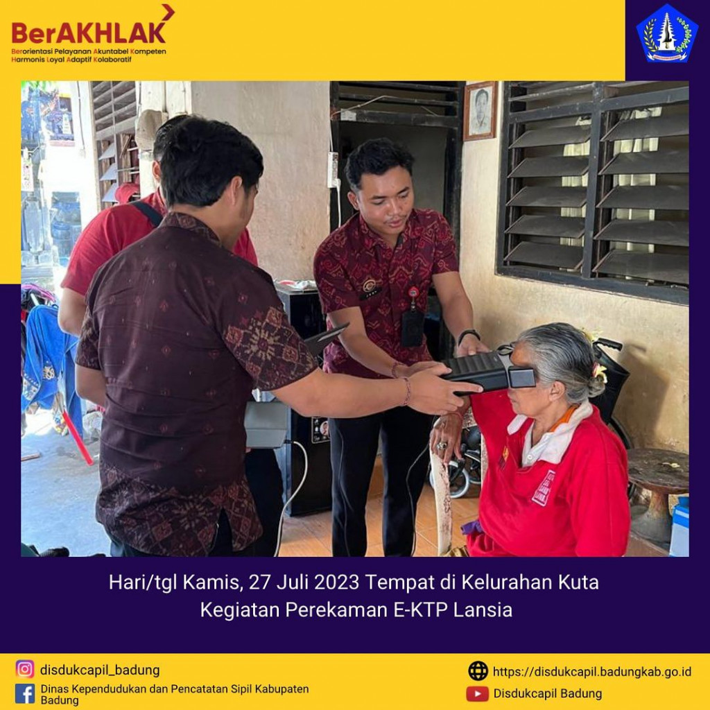 Tim Go Laying Adminduk Melaksanakan Jemput Bola Perekaman E-KTP dan Pengecekan Iris Mata di Kelurahan Kuta