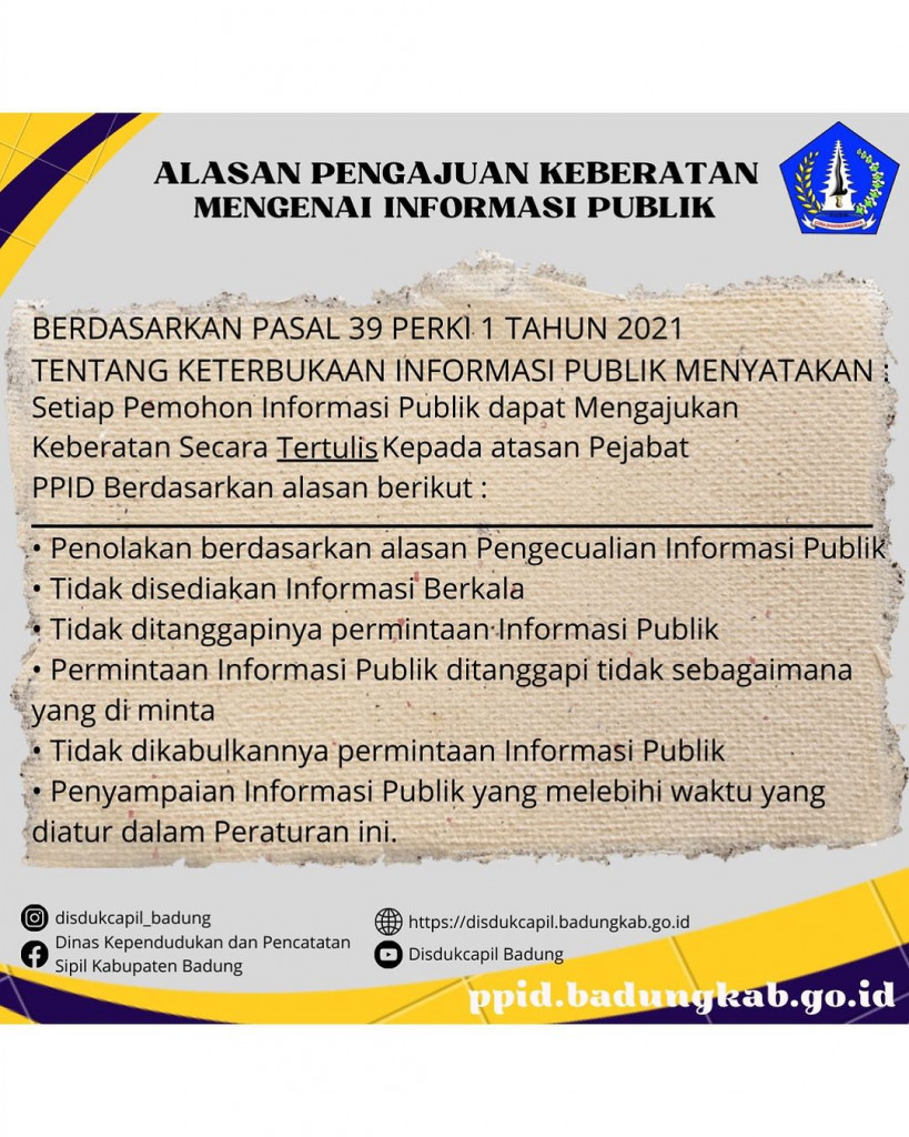 ALASAN PENGAJUAN KEBERATAN MENGENAI INFORMASI PUBLIK