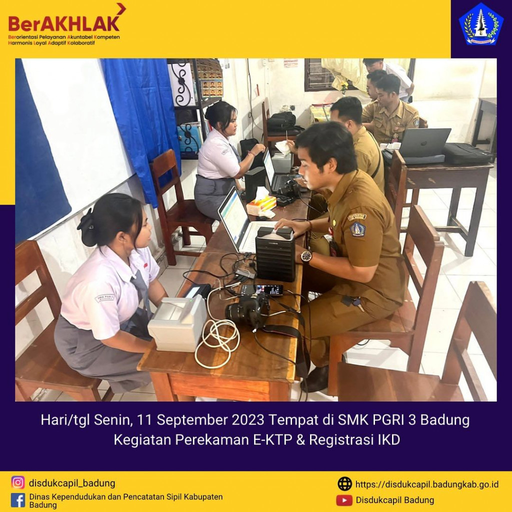 Tim Go Laying Adminduk Melaksanakan Jemput Bola Perekaman E-KTP dan Registrasi Identitas Digital di SMK PGRI 3 Badung