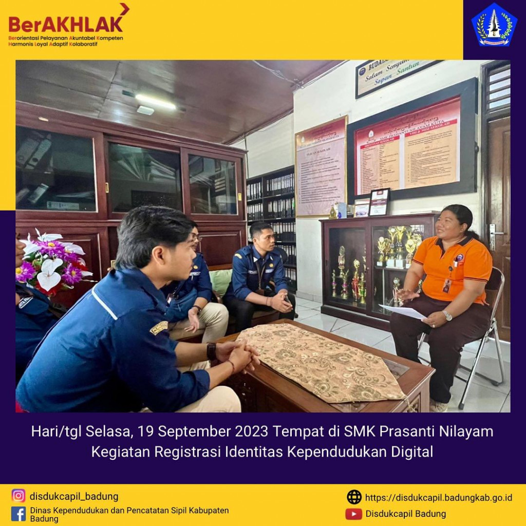 Tim Go Laying Adminduk Melaksanakan Registrasi Identitas Kependudukan Digital ( IKD ) di SMK Prasanti Nilayam Kuta