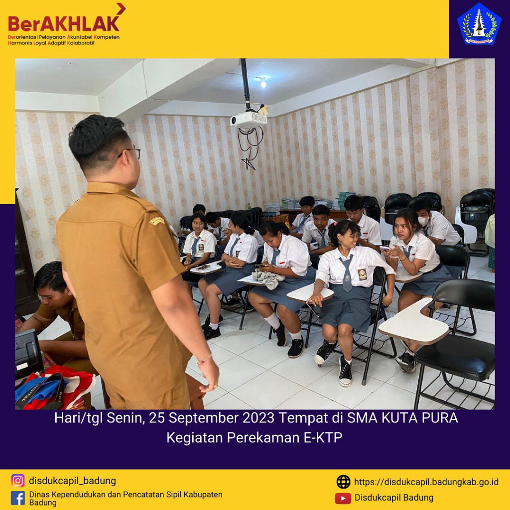 Tim Go Laying Adminduk Melaksanakan Jemput Bola Perekaman E-KTP di SMA Kuta Pura