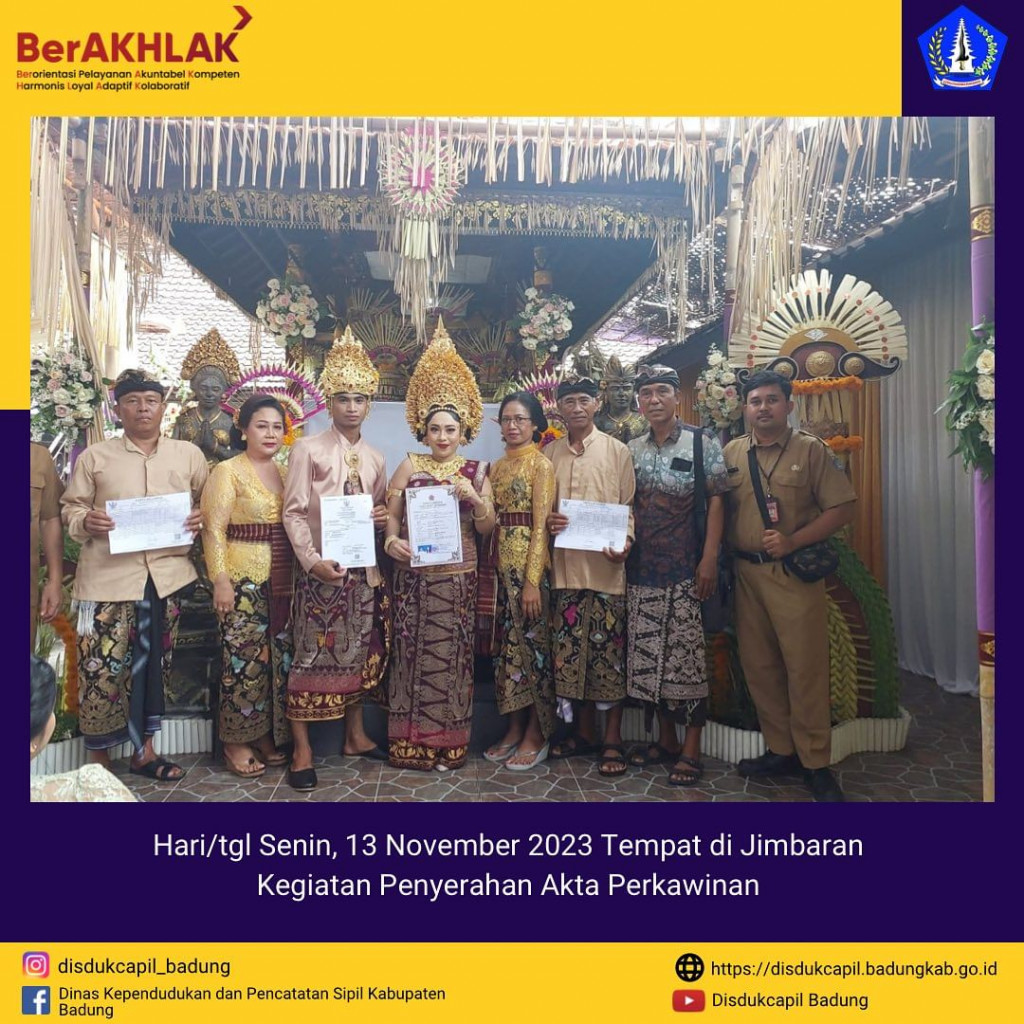 Kegiatan Penyerahan Akta Perkawinan dalam Program Telunjuk Sakti Kelurahan Jimbaran di Link. Pantai Sari Jimbaran
