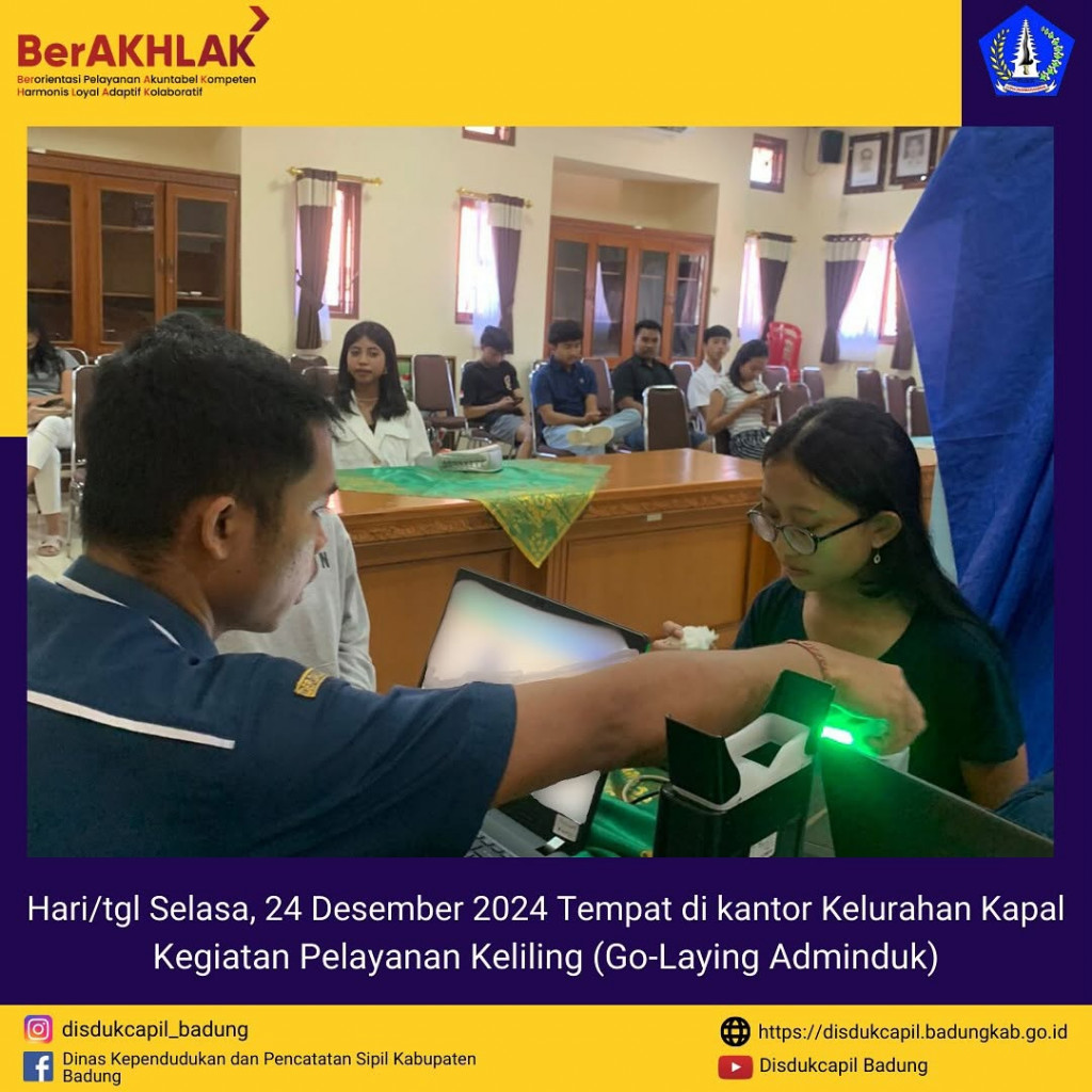 Selasa, 24 Desember 2024, Kegiatan Pelayanan Keliling (Go-Laying Adminduk) di Kantor Kelurahan Kapal