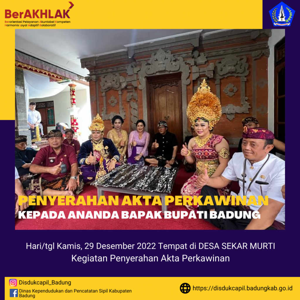 PENYERAHAN AKTA PERKAWINAN ANANDA BAPAK BUPATI BADUNG