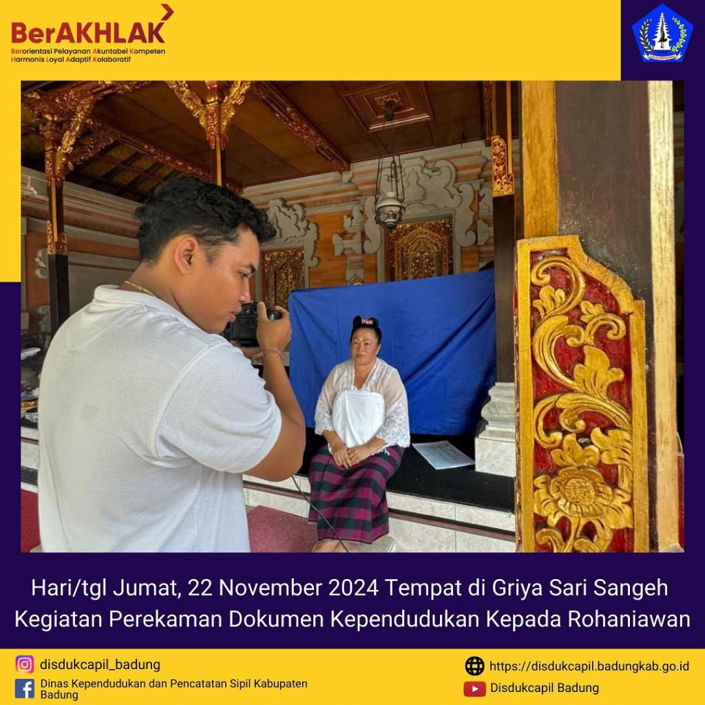 Jumat, 22 November 2024 Kegiatan Perekaman Dokumen Kependudukan Kepada Rohaniawan di Griya Sari Sangeh