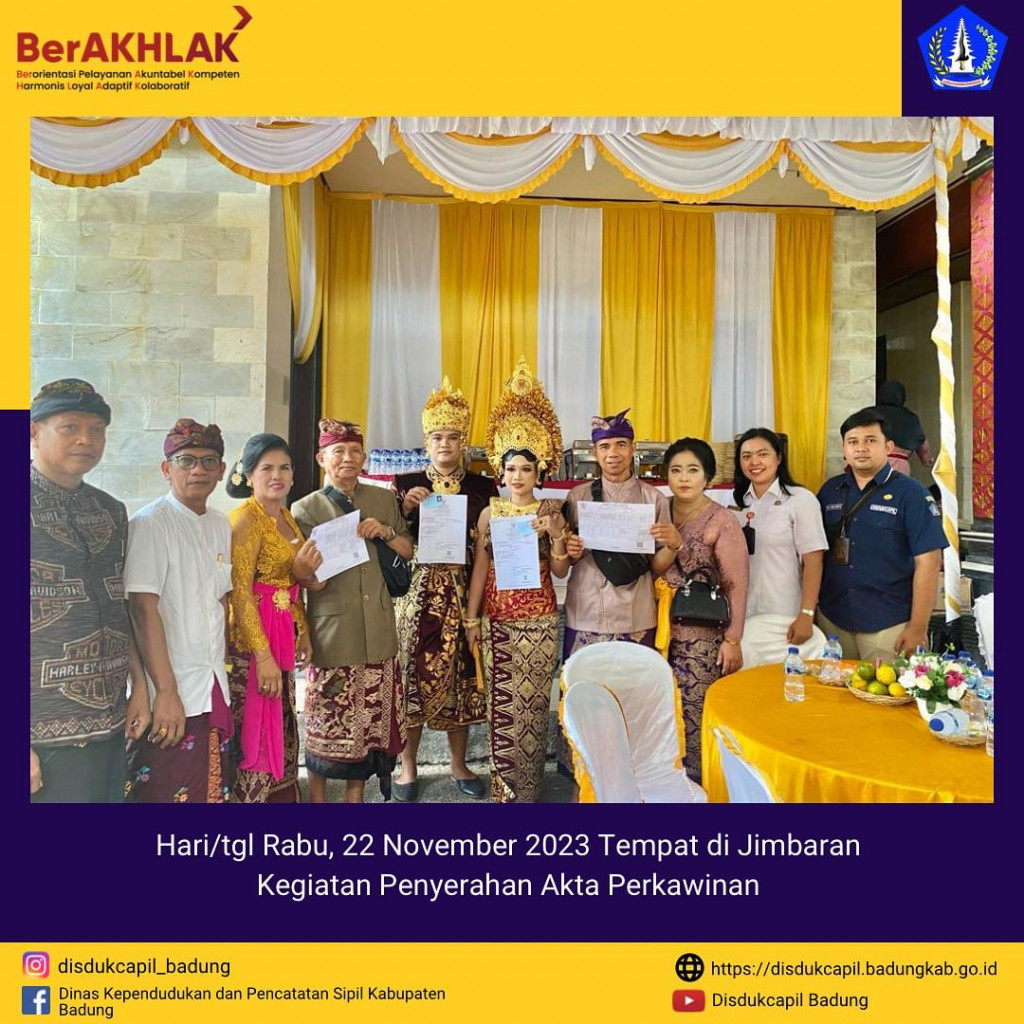 Kegiatan Penyerahan Akta Perkawinan dalam Program Telunjuk Sakti Kelurahan Jimbaran di Lingk. Ubung Jimbaran