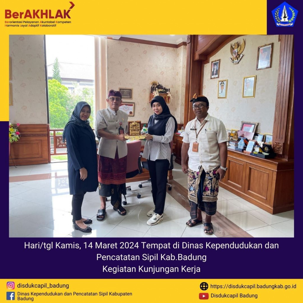 Hari/tgl Kamis, 14 Maret 2024 Kunjungan Kerja DPRD Kota Mataram di Disdukcapil Badung