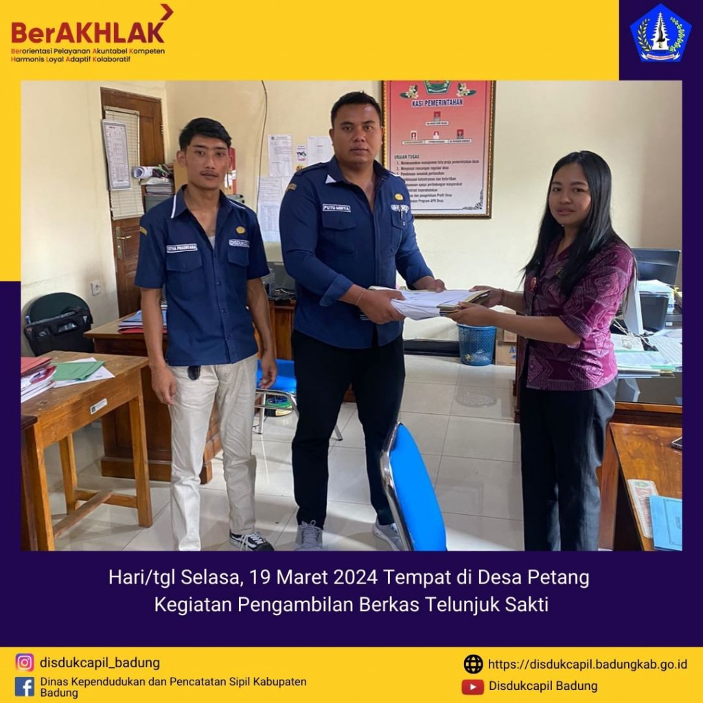 Kegiatan Pengambilan Berkas Telunjuk Sakti Oleh Staff Disdukcapil Badung di Desa-desa Kec.Petang