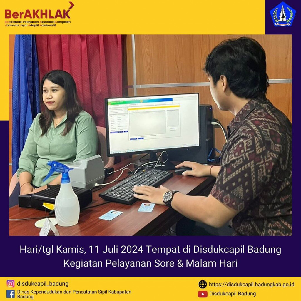 Kamis, 11 Juli 2024 Kegiatan Pelayanan SOore dan Malam Hari di Disdukcapil Badung