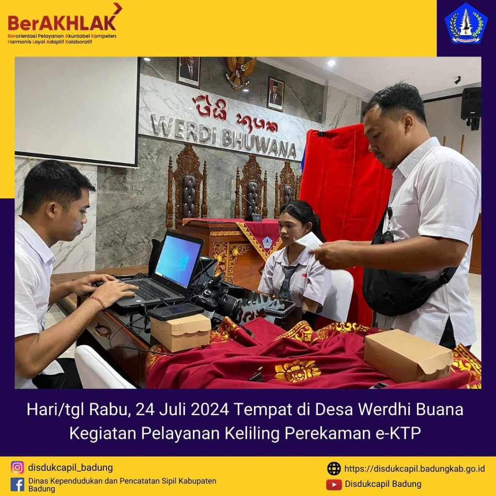 Rabu, 24 Juli 2024 Kegiatan Pelayanan Keliling Perekaman e-KTP di Desa Werdhi Buana