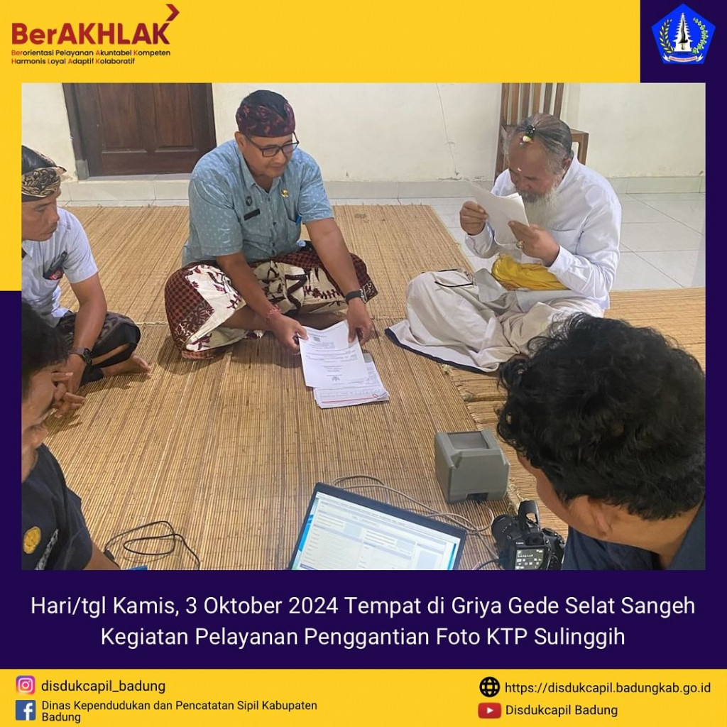 Kamis, 3 Oktober 2024 Kegiatan Pelayanan Penggantian Foto KTP Sulinggih di Griya Gede Selat Sangeh