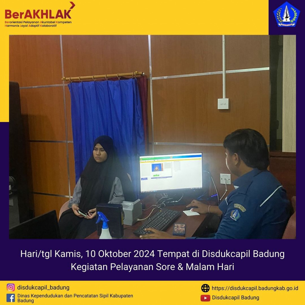 Kamis, 10 Oktober Kegiatan Pelayanan Sore & Malam Hari di Disdukcapil Badung
