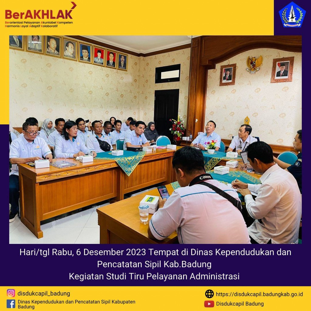 Penerimaan Kunjungan dari Dinas Kependudukan dan Pencatatan Sipil Kabupaten Lombok Utara yang diterima oleh Bapak Kadis Disdukcapil Kab.Badung