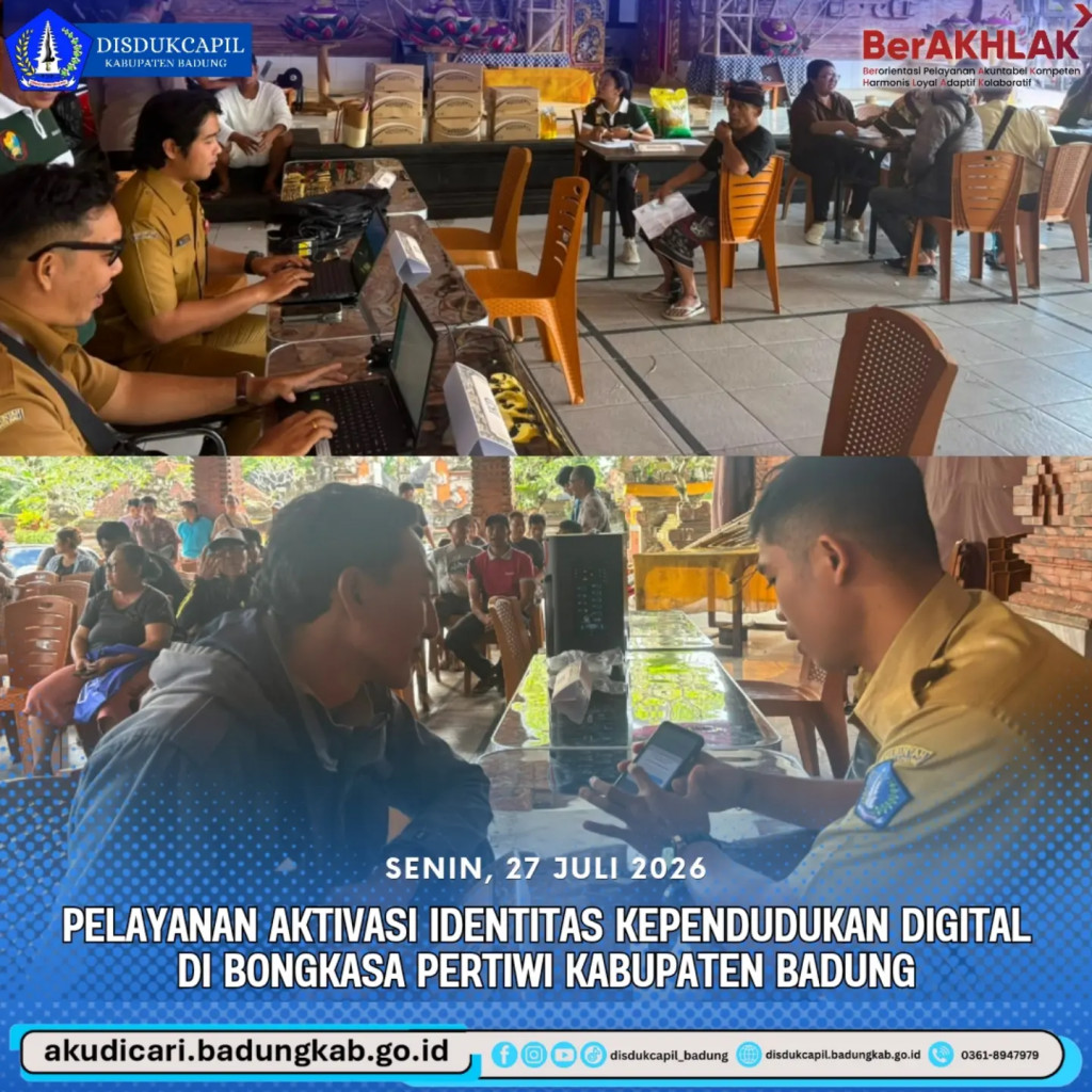 Pada hari Senin, 27 Juli 2026, Pelayanan IKD di Bongkasa Pertiwi kabupaten Badung