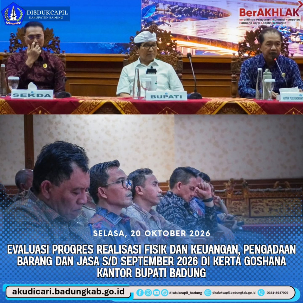 Pada Hari Selasa, 20 Oktober 2026, Evaluasi Progres Realisasi Fisik dan Keuangan, Pengadaan Barang dan Jasa s/d September 2026