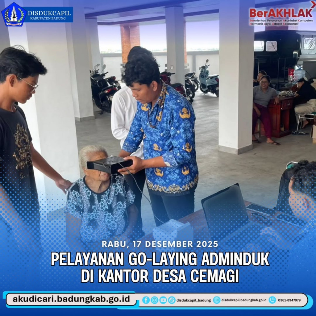 Pada hari Rabu, 17 Desember 2025, Pelayanan Go-Laying Adminduk di Kantor Desa Cemagi